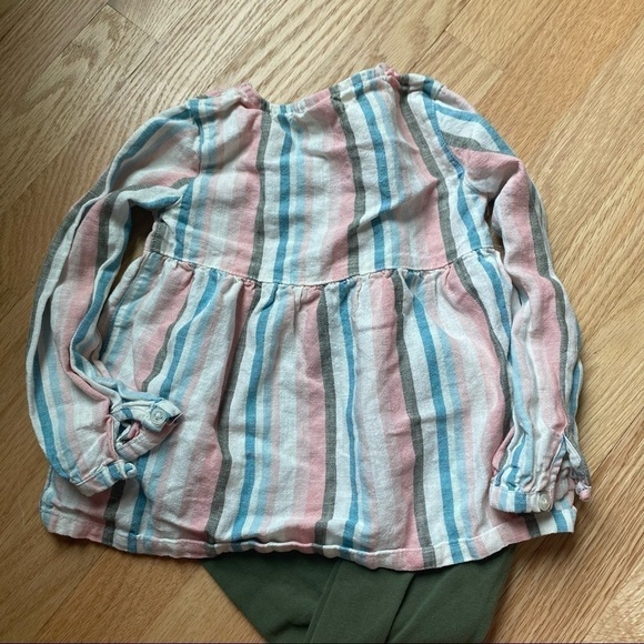 Carter’s Striped Tunic Outfit 3T Pants Green Blue White Pink Long Sleeve Girls - Picture 5 of 6